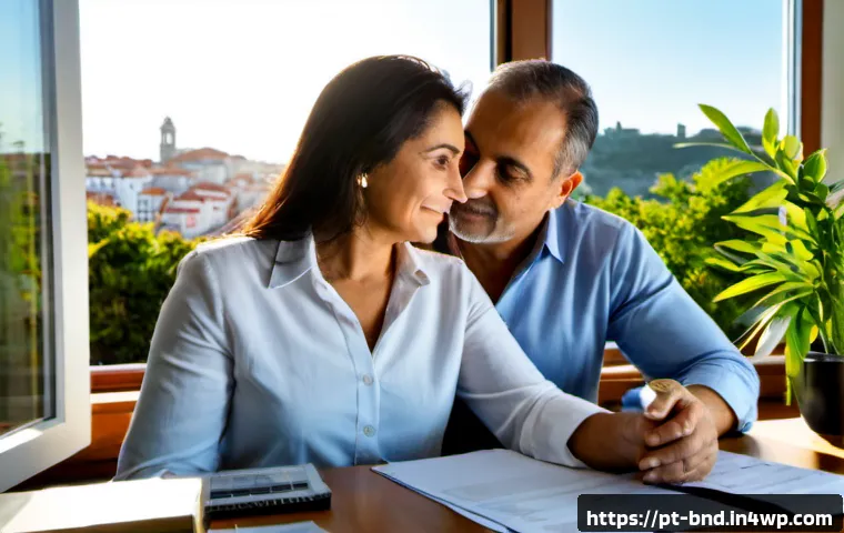 Home 17 채권 투자로 지속 가능한 투자 실현하기 - Photorealistic sustainable bond investment concept, Portuguese couple in their 50s reviewing a diver...